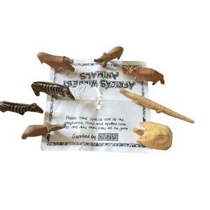 Vintage Verity Hand-Carved Wooden African Safari Animals Set